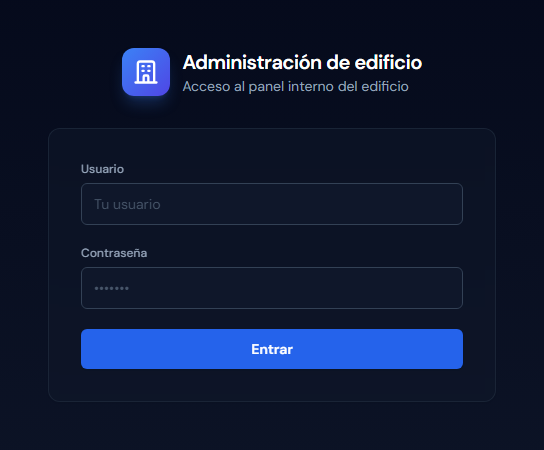 Pantalla de acceso al portal del edificio